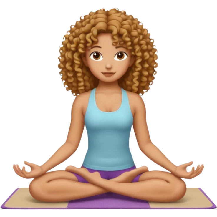 A curly girl doing yoga emoji