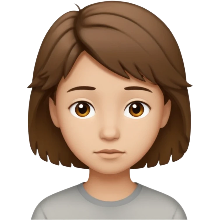 face of a young person with short tousled brown hair, light skin, neutral expression emoji