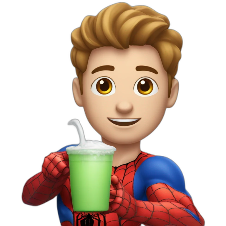 Spiderman qui boit du lait dans un biberon couleur peaux  emoji