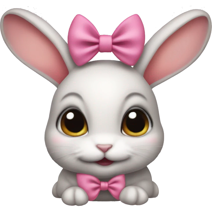 Baby bunny with coquette bow on ear emoji