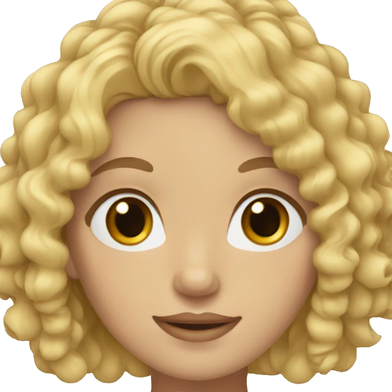 Woman with curly blonde hair and blue eyes emoji