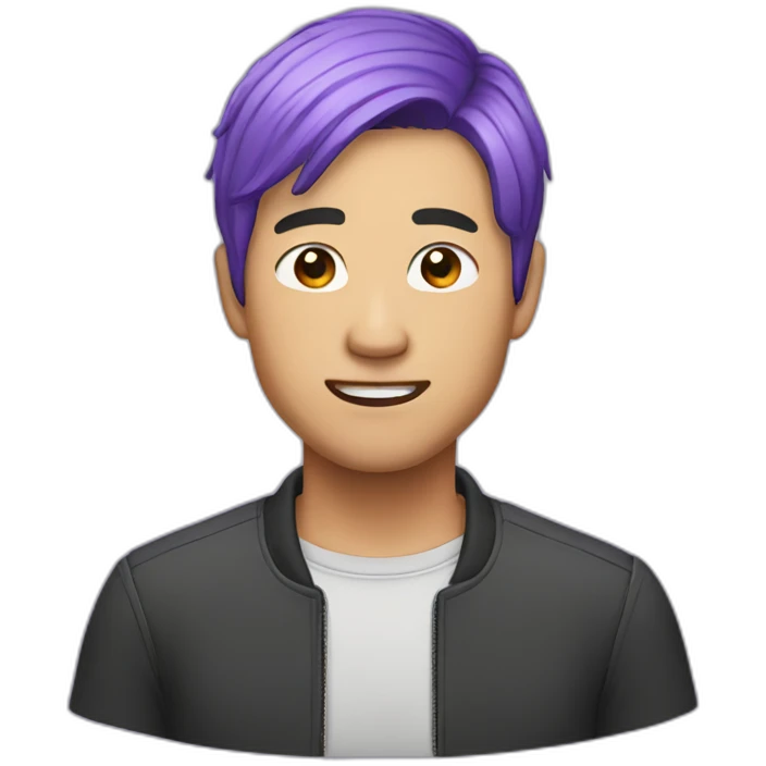 an asian man with purple hair emoji