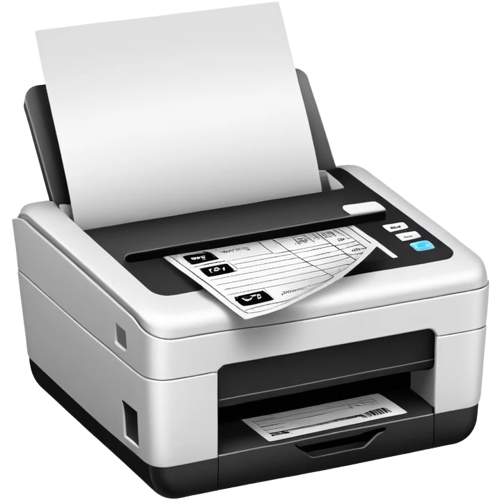 email e-receipt and paper receipt in a white and black basket, and small printer printing receipt emoji