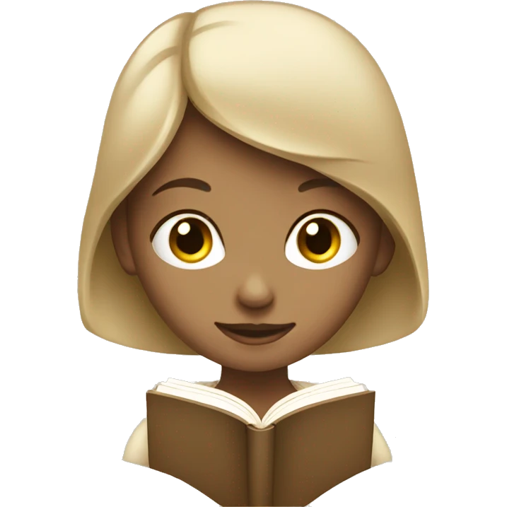 Girl reading a book. In beige tones  emoji