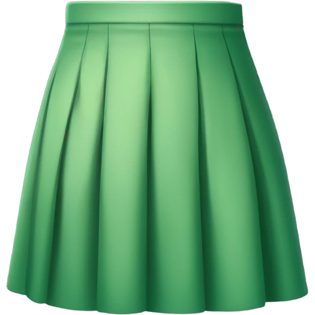 Realistic A-line high waisted green pleated mini skirt, isolated emoji