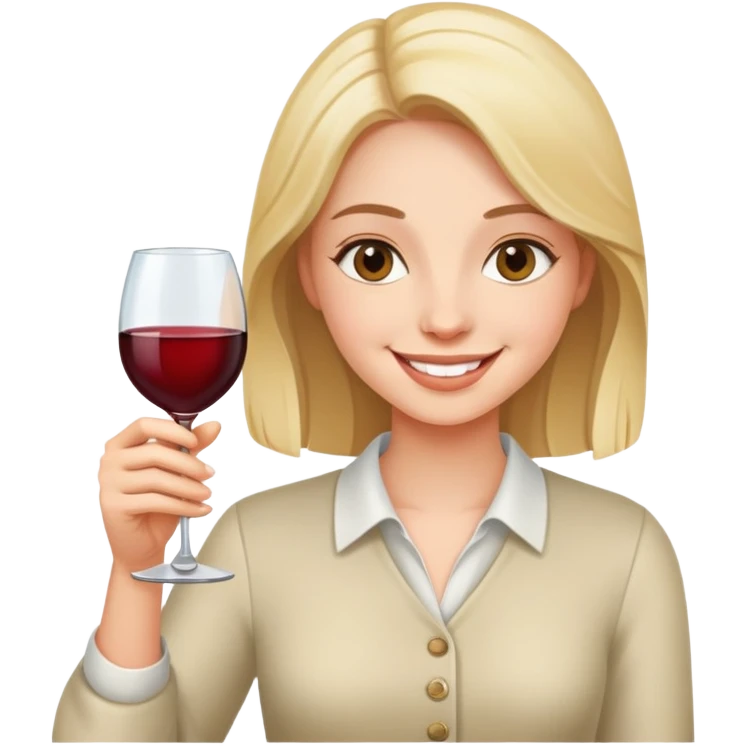 smiling girl with a wine glass emoji