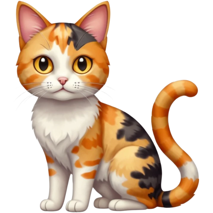 full body anxious looking colourful patchy light calico tabby cat emoji