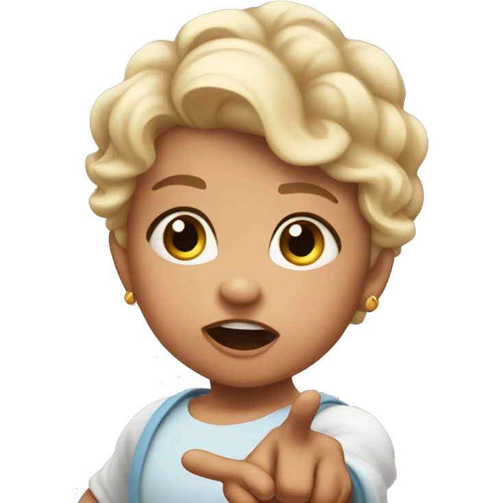 very super extra furious baby girl toddler pointing with hand at someone emoji