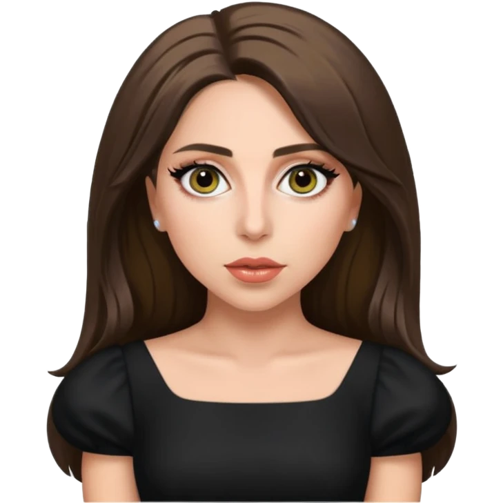 Lady Gaga with hazel eyes, long brunette hair emoji