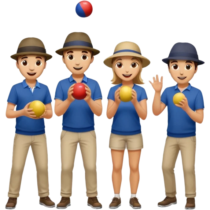 young French guys and girls playing petanque having fun emoji