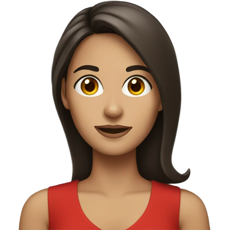 Brunette women in a red dress emoji