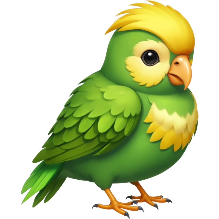 A love bird with color green and his head yellow emoji