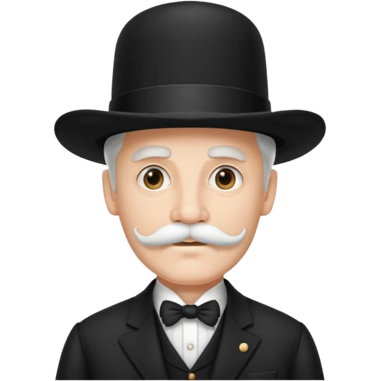 very big white moustachhe and typical 1900 black elegant clothes and hat . politician pose emoji