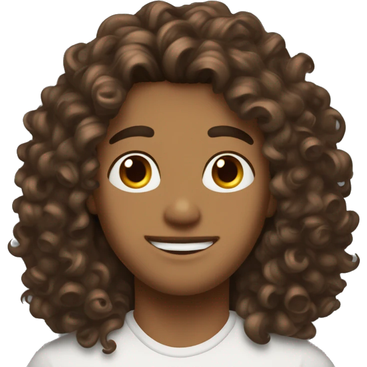 Attractive long , Curly , brown hair masc with brown eyes  emoji