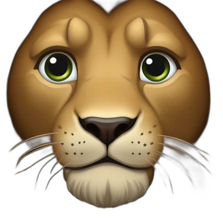 Lion crinière noire fourrure marron yeux verts   emoji