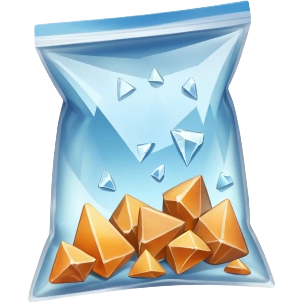 A transparent baggie containing clear glass pieces crushed into shards and chunks emoji