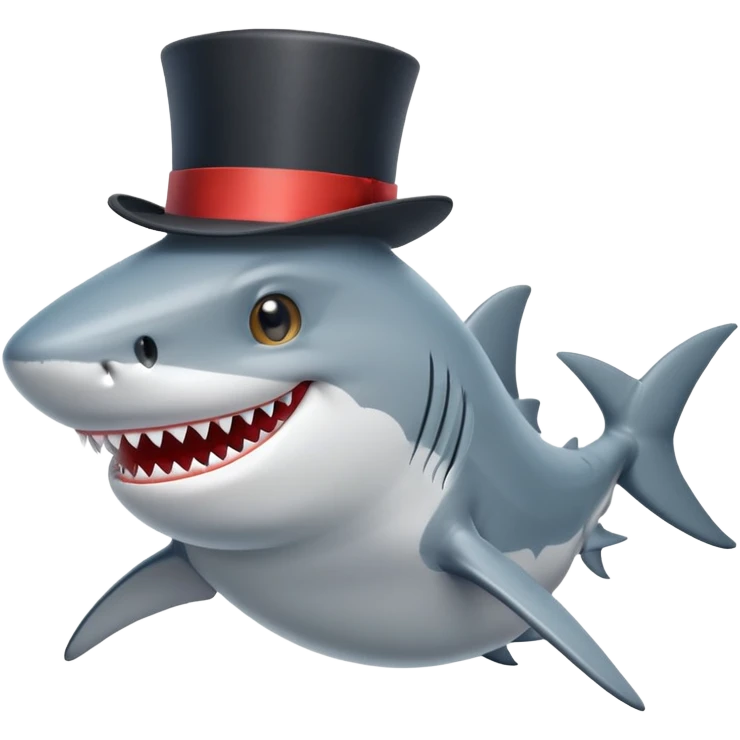 Shark with a top hat emoji
