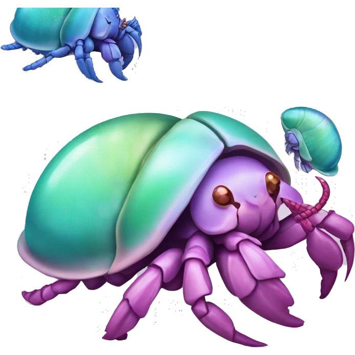 Purple pink blue green smiling hermit crab profile shell emoji