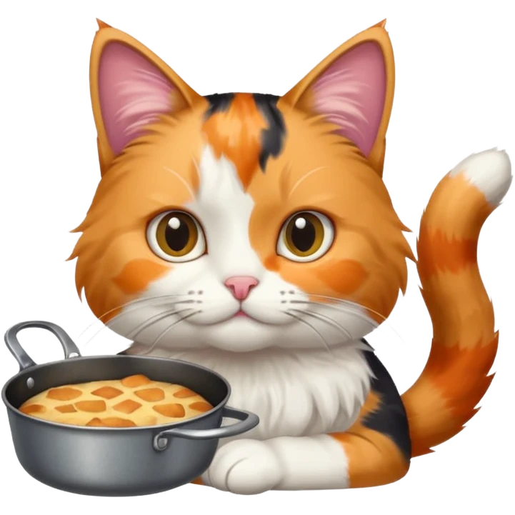 Cat holding an pan emoji