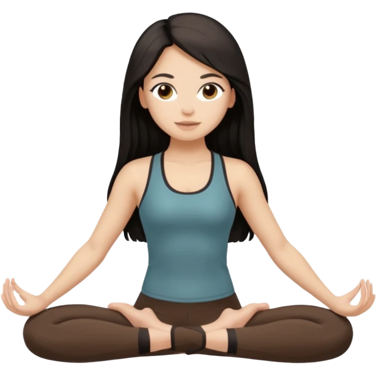pilates girl in brown set whit black long hair  emoji