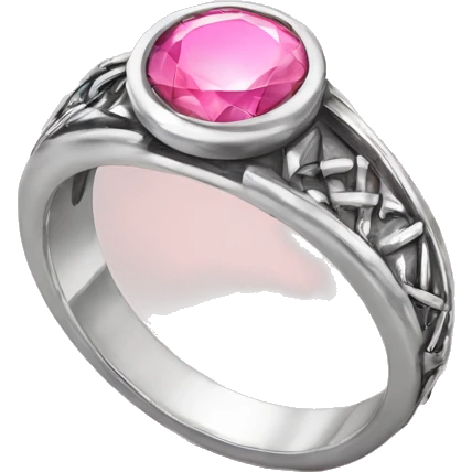 Silver ring pink gem emoji