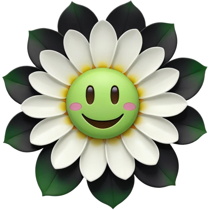 takashi murakami smile flower black and green emoji