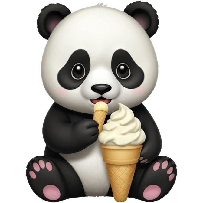 Panda eating ice cream emoji