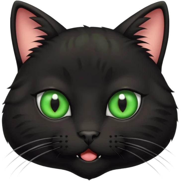 A black three-eyed cat with an eye in its forehead with a surprised expression emoji