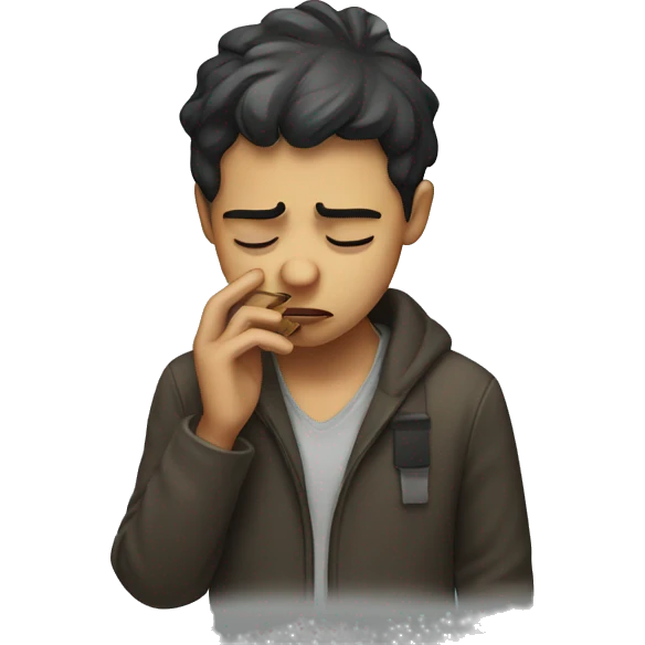 Boy who stinks is Smoking and is very tired  emoji