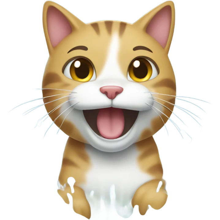 Happy cat getting a shower emoji