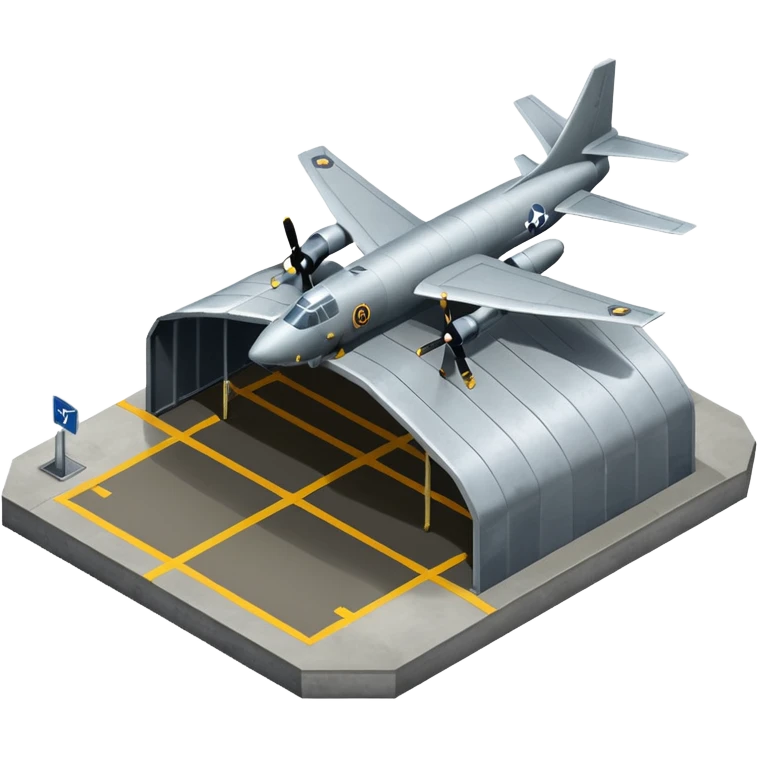 NATO military airplane  hangar isometry view emoji