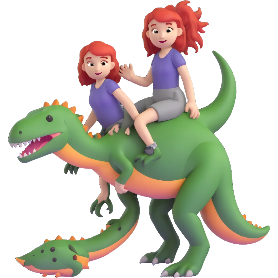 Red-haired girl with a dinosaur tail and animal paws instead of hands and feet emoji