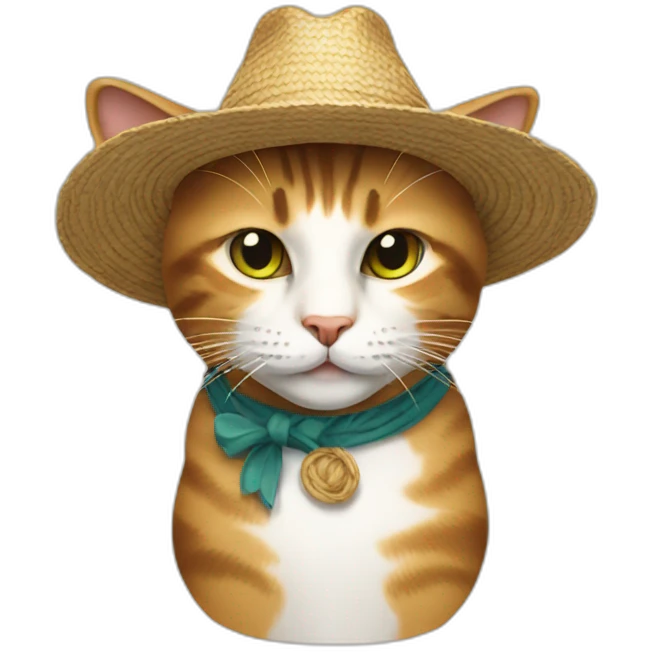 Cat with strawhat emoji
