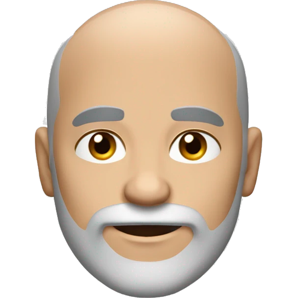 Bald guy with a graying beard and dark brown eyes and strong bushy eyebrows emoji