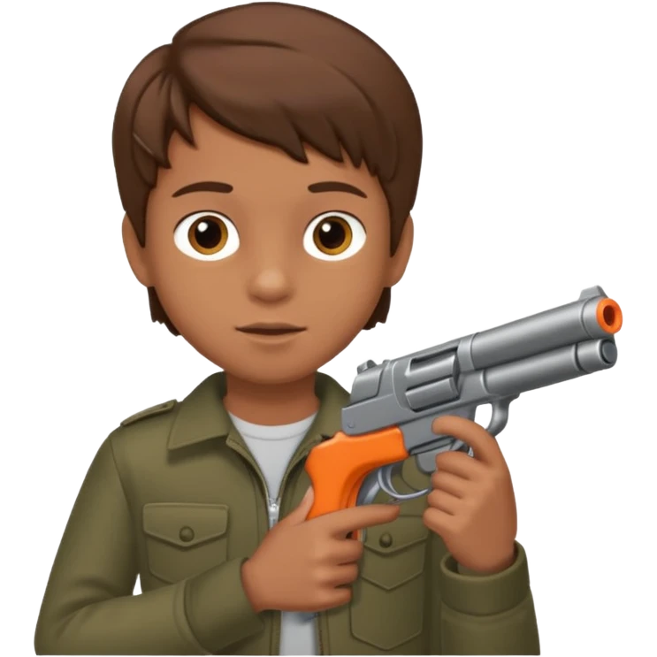 A 12 year old boy who has the gun emoji