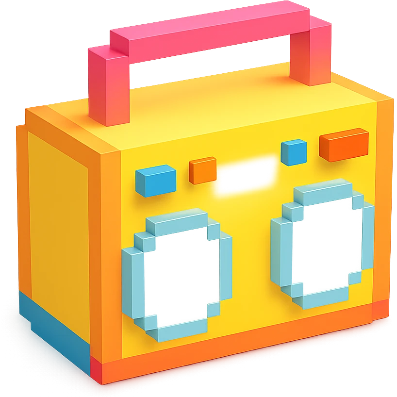 сделай белый святящейся бумбокс, no background emoji