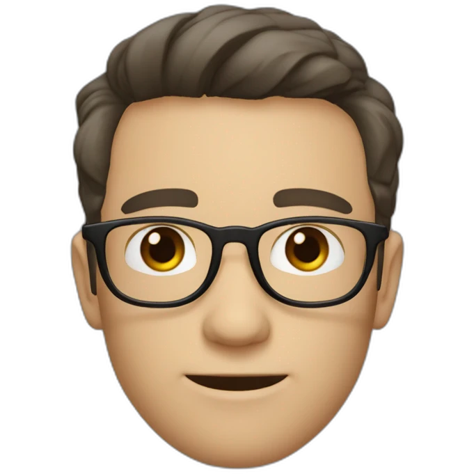 skinny white male wearing rounded eyeglasses with brown eyes and dark hair and not full Beard  emoji