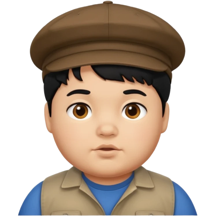 chubby boy black hair wearing cap emoji