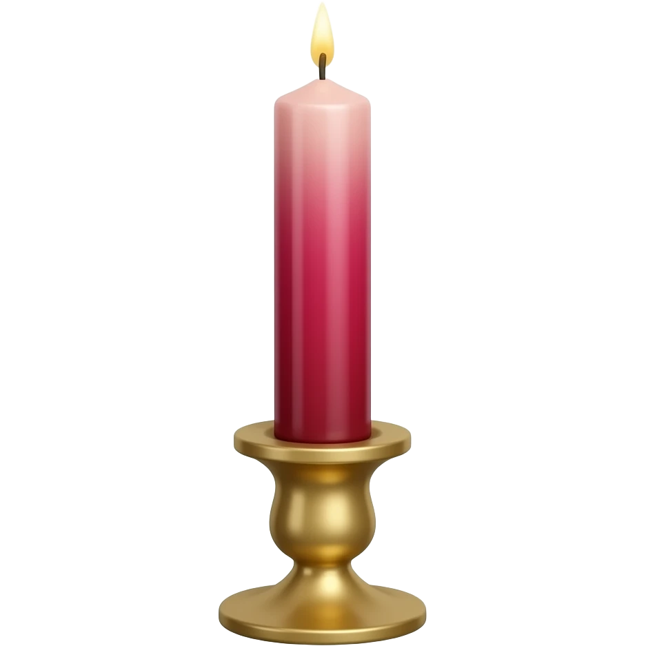 elestial glossy soft smooth Thin tall neat petite cute slim dainty narrow Pastel Reddish-pinkish-gradient vintage candle in a tiny narrow gold and white candleholder emoji