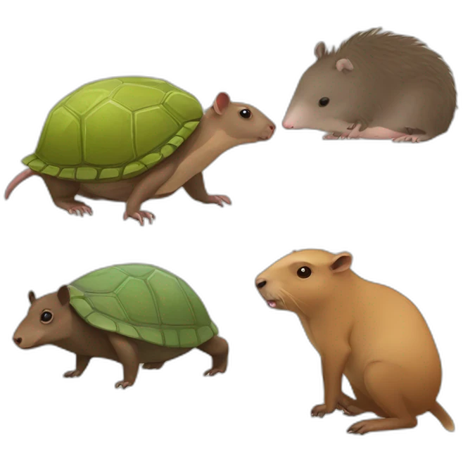 possum, turtle and capybara emoji