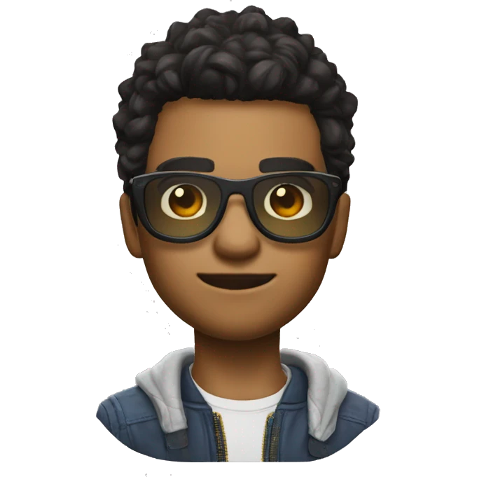 Emoji de chico con ropa de free fire y con unos lentes emoji