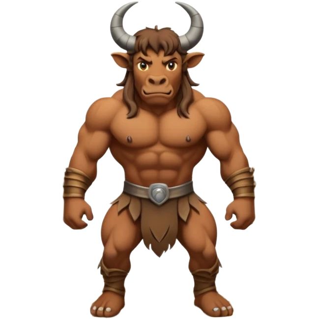 sybthwave ultra HD style, photo-realistic - The deranged Minotaur stands in the middle of the labyrinth emoji
