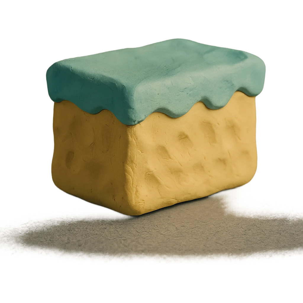 cleaning sponge in claymation style, pastel colors, visible fingerprints emoji