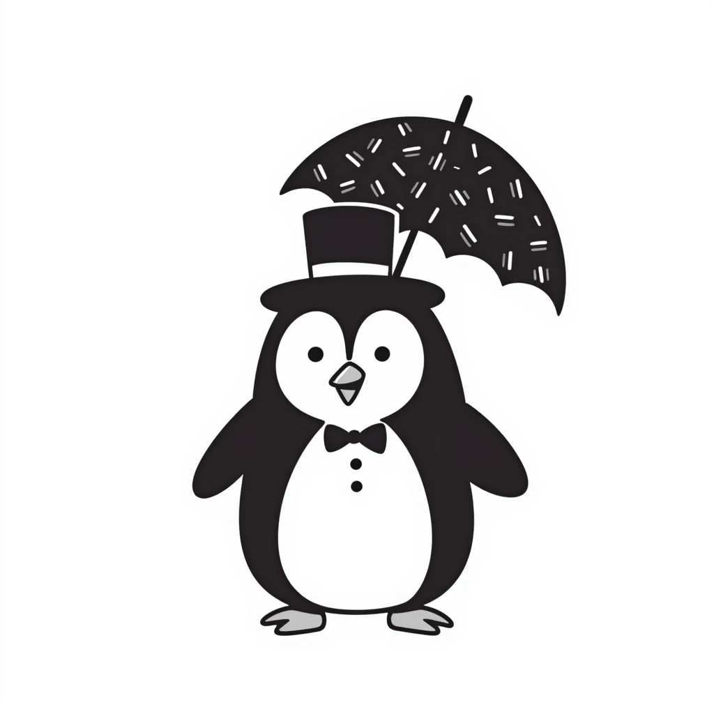 penguin with an umbrella tophat emoji