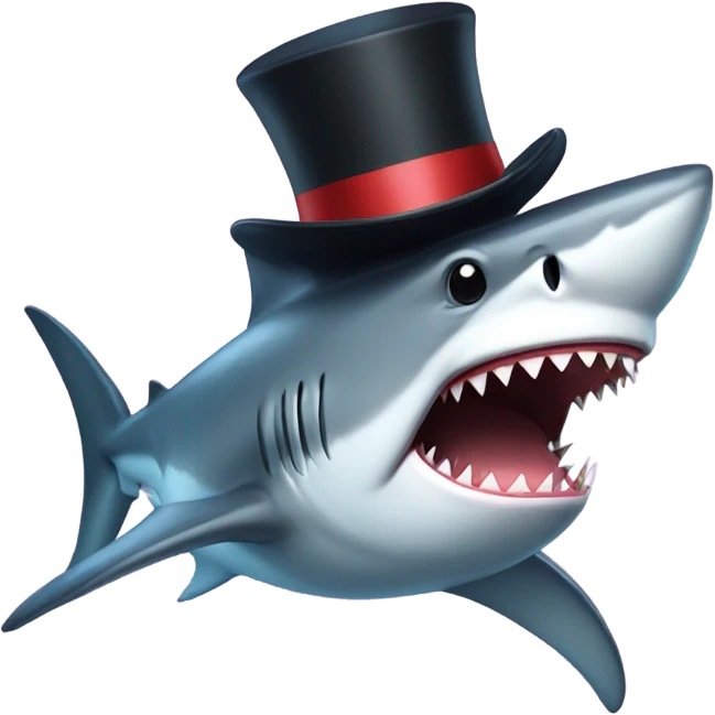 Shark with a top hat on the bottom  emoji