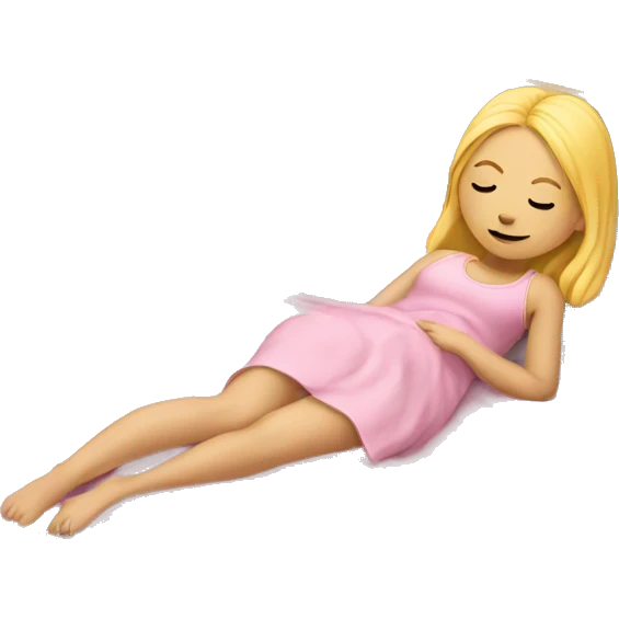 Blonde girl sleeping in pink bed emoji