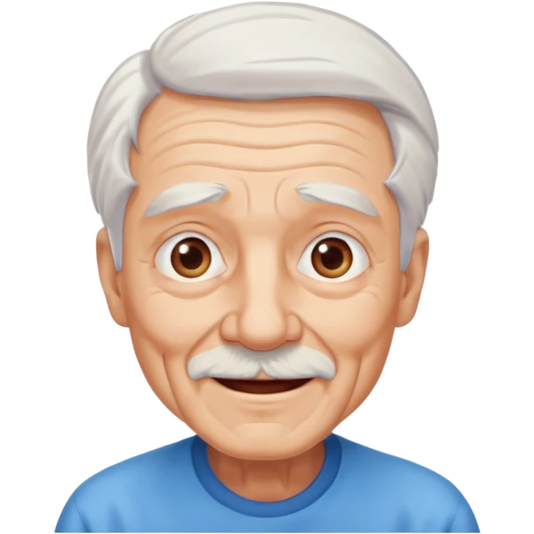 Abuelo hombre, muchas arrugas, aspecto feliz, el pelo blanco emoji