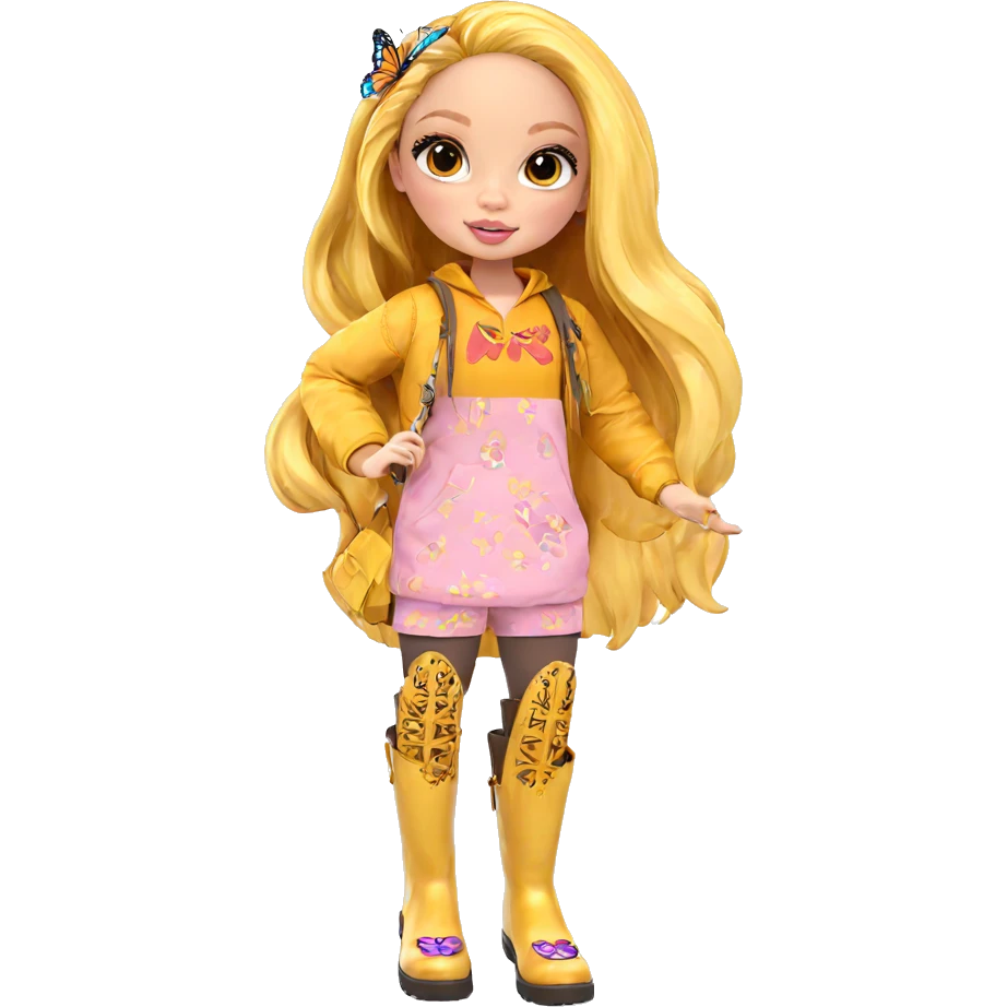 girl with butterfly and boots emoji