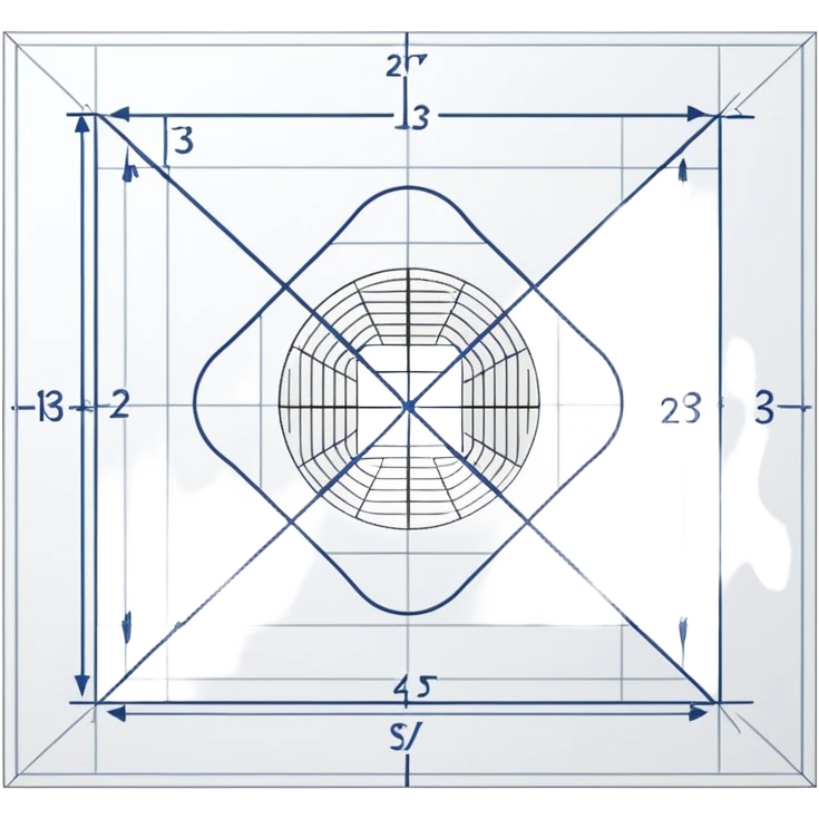 A sheet of technical drawing with fine lines, dimensions and geometric shapes, without signatures, slightly tilted in space, a sense of precision and calculation. emoji