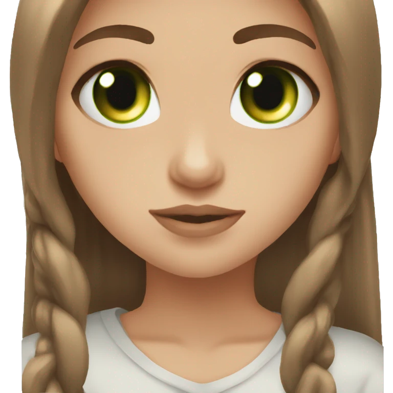 Girl aesthetic green eyes long brown hair emoji
